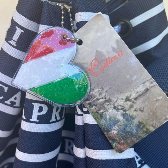 Italian canvas travel bag, drawstring, shoulder strap, NWT, bottom extra storage - Picture 2 of 8